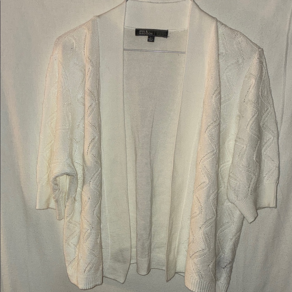 89th and Madison Ivory Textured Cardigan
